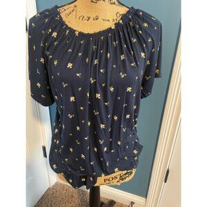 VENUS Navy Blue Floral Blouse